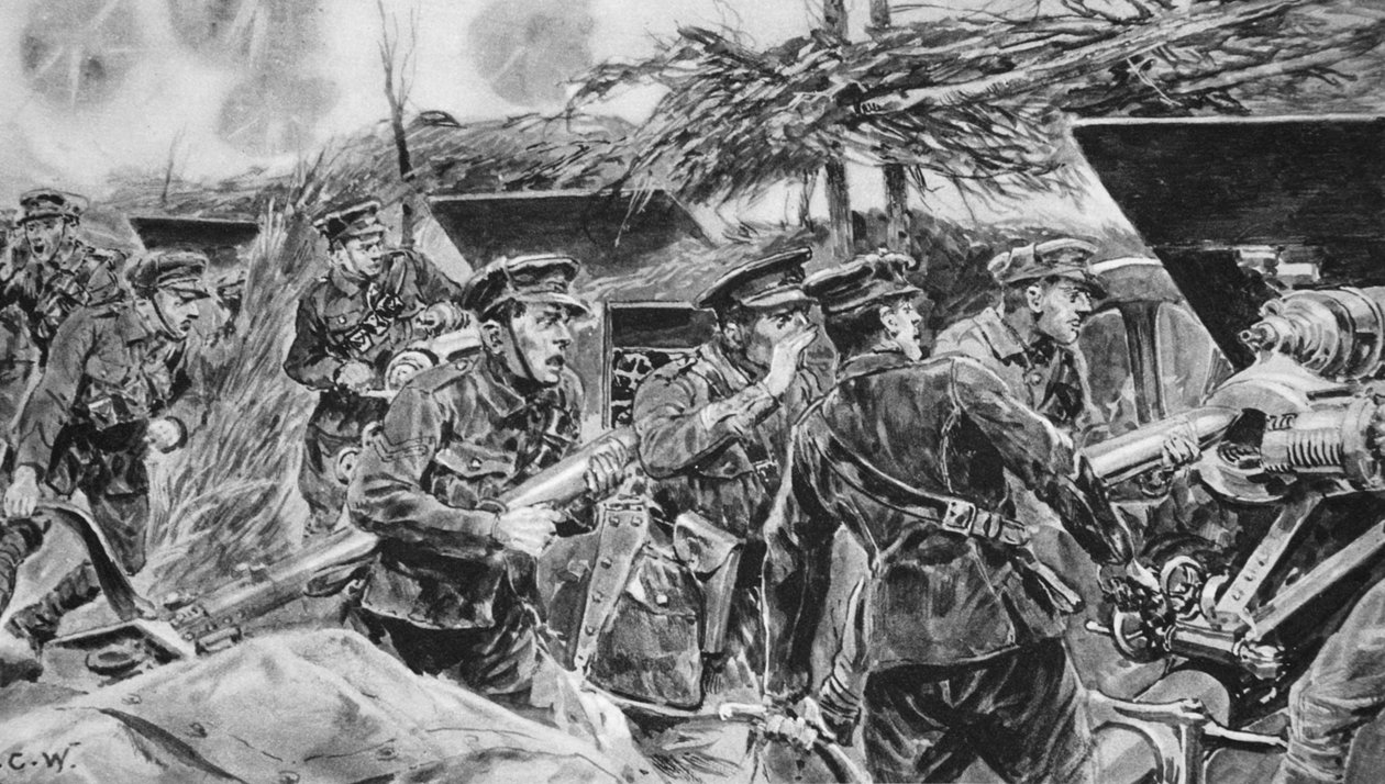 &39;Mantenha suas bocas abertas!&39; Uma ordem sempre necessária quando as armas estão em ação quente, de "The Illustrated War News", 1916 de Richard Caton Woodville junior