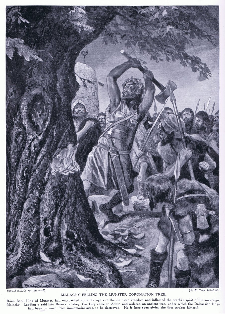 Malchy derrubando a árvore da Coroação de Munster, década de 1920 de Richard Caton Woodville junior