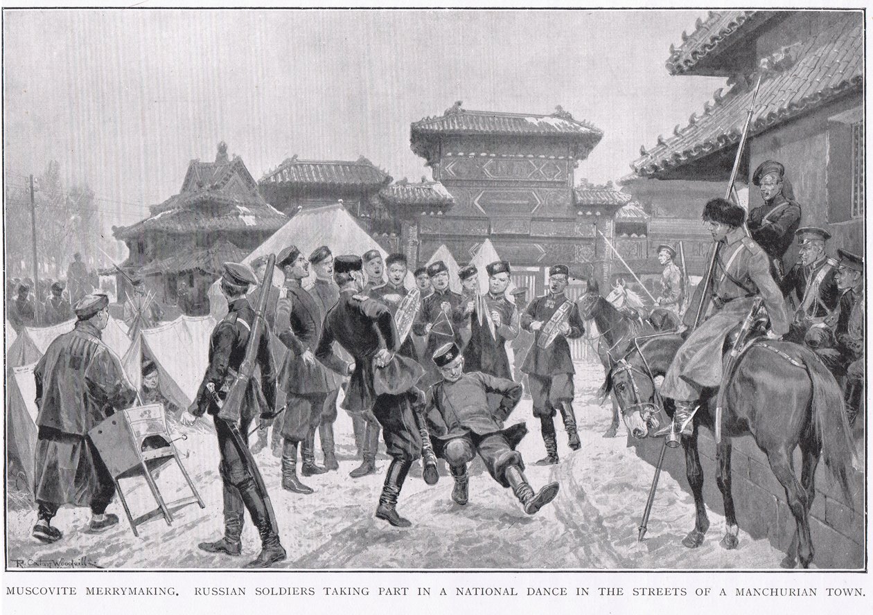 Merrymaking moscovita durante a guerra russo-japonesa de Richard Caton Woodville junior