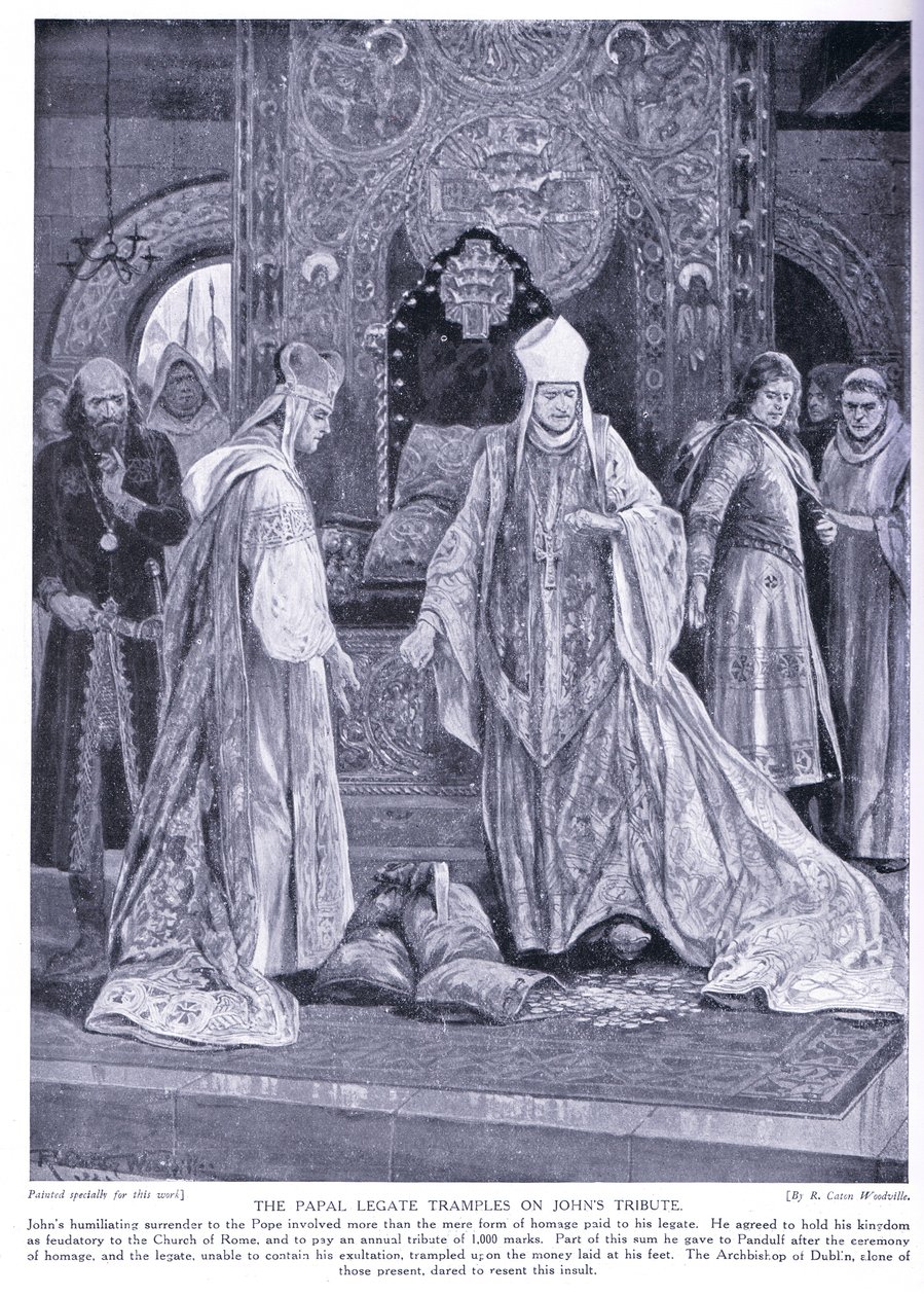 O legado papal atropela o tributo de João AD1213, 1920 de Richard Caton Woodville junior