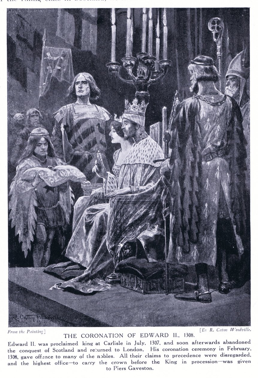 A coroação de Edward II AD1308, 1920 de Richard Caton Woodville junior