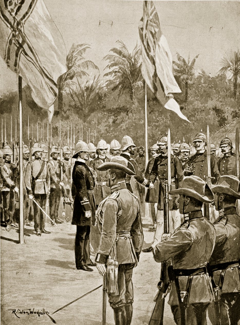 A divisão da Nova Guiné entre os britânicos e os alemães, 1884 de Richard Caton Woodville junior