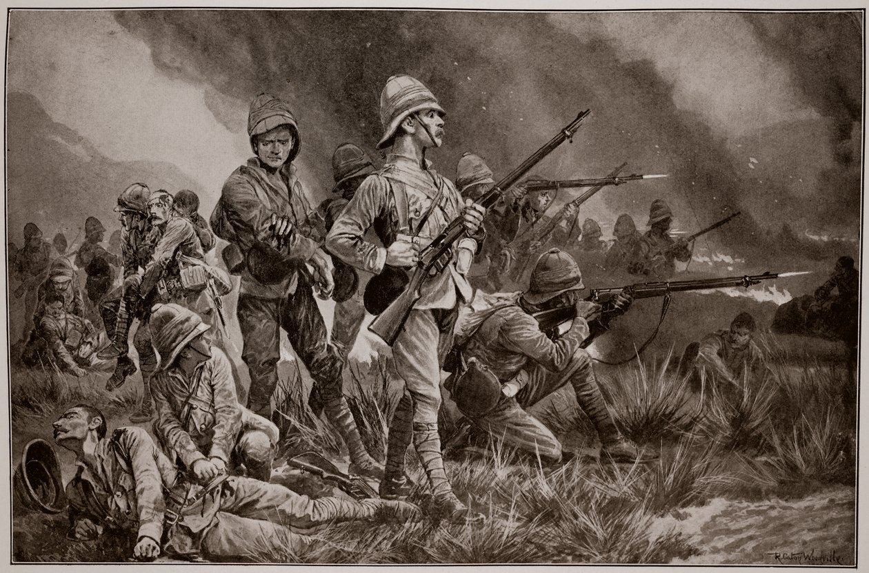 Sua provação de fogo: os guardas do granadeiro na batalha de Berg de Biddulph de Richard Caton Woodville junior