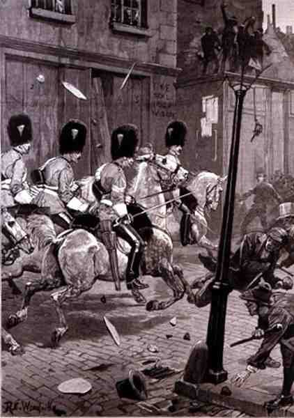 A Agitação da Liga Irlandesa Irlandesa: Escocês Escocês Cobrando a Multidão em Limerick, de The Illustrated London News, 29 de outubro de 1881 de Richard Caton II Woodville