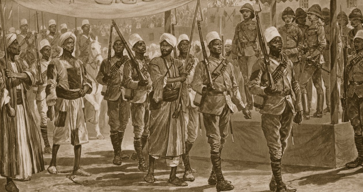 Conquista do Sudão, de Lord Kitchener, 1896-1898 - Mahmoud, o Tenente-Chefe do Califa, levado em cativeiro após a Batalha de Atbara, de "The Illustrated London News", 1901 de Richard Caton Woodville