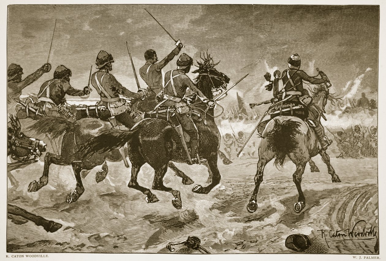 Mahsameh, cena na guerra egípcia de 1882, gravada por WJ Palmer de Richard Caton Woodville