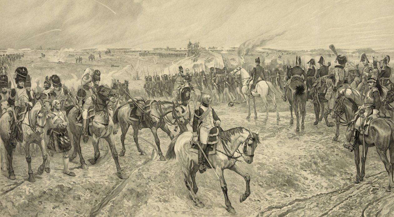 Napoleão I com sua velha guarda em Waterloo, gravado por Jules Jacquet (1841-1913) de Richard Caton Woodville