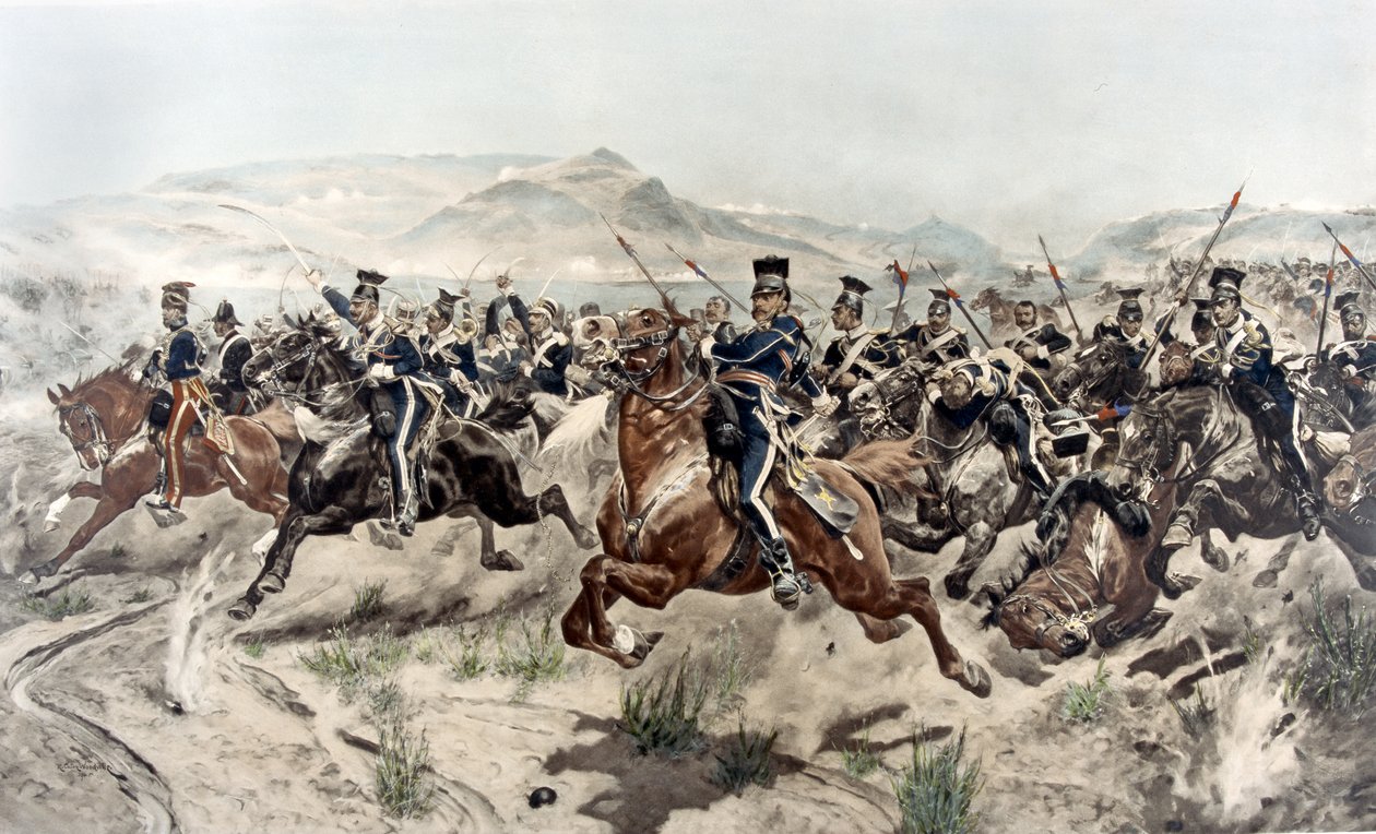 A Carga da Brigada Ligeira, 1895 (fotogravura) de Richard Caton Woodville