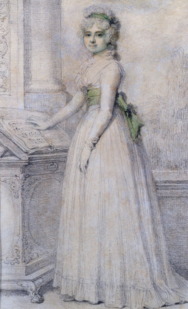 Retrato, mulher, música, levantar, 1793 de Richard Cosway