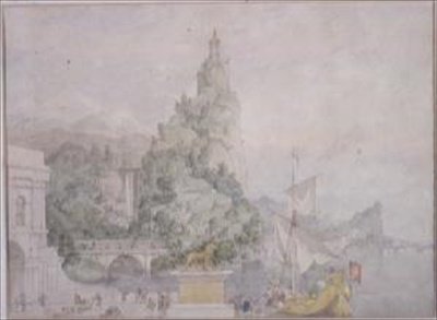 Composição da paisagem: estudo para uma cena de queda para o teatro em Broadmoor Asylum de Richard Dadd