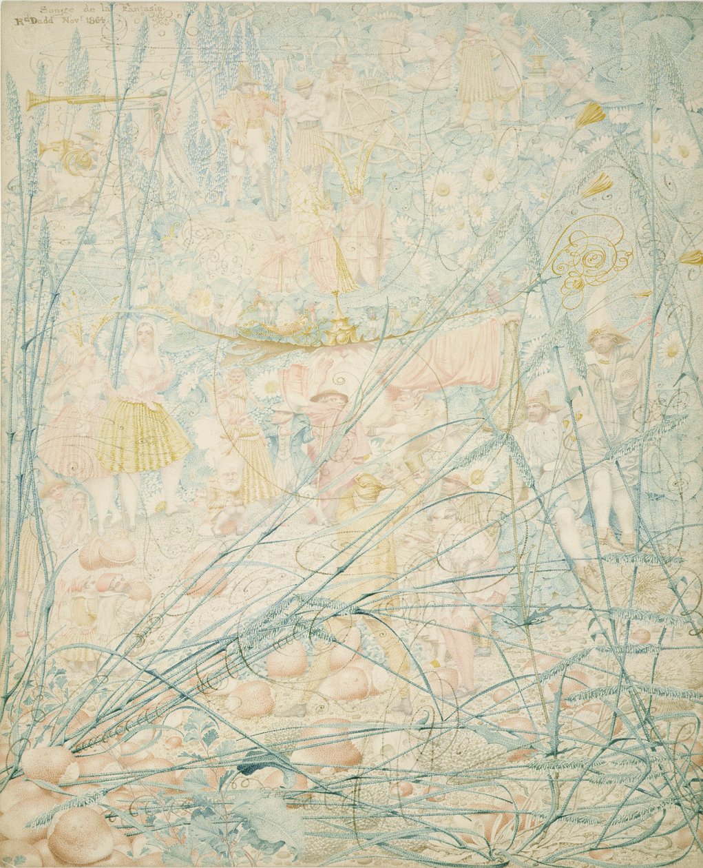 No.3713 &39;Songe de la Fantasie&39;, 1864 (wc e tinta no cartão) de Richard Dadd