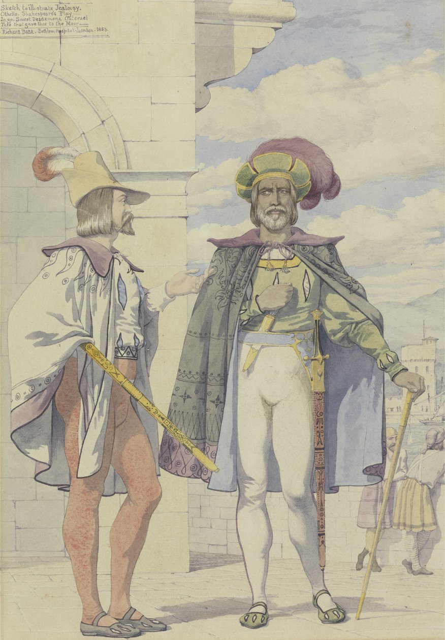 Esboço para ilustrar o ciúme, 1853 (caneta, tinta, wc e grafite no papel) de Richard Dadd