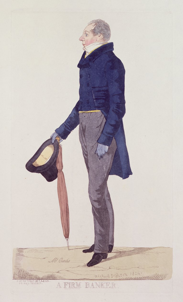 Um banqueiro firme, 1824 (gravura colorida) de Richard Dighton