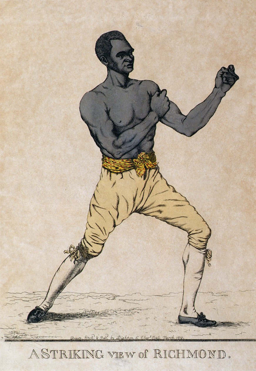 Uma visão impressionante de Richmond, um retrato do boxeador, 1810 de Richard Dighton