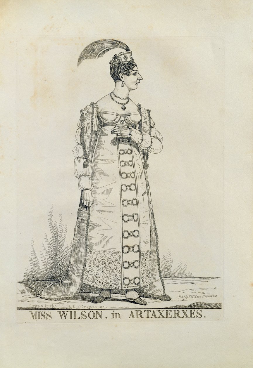 Miss Wilson em Artaxerxes, 1821 (linha de gravura) de Richard Dighton