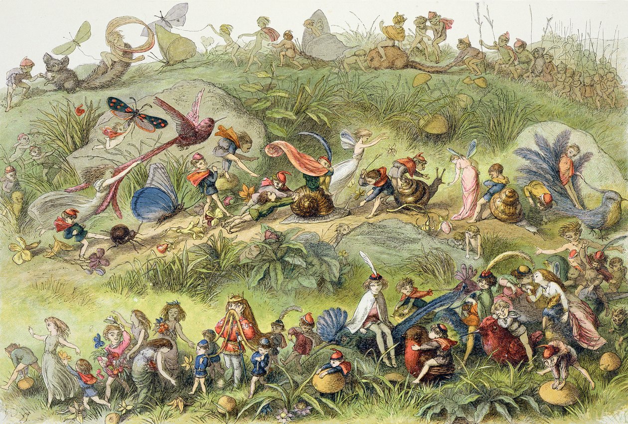 Marcha Triunfal do Rei Élfico, ilustração de &39;In Fairyland: Uma Série de Imagens do Mundo Élfico&39; de William Allingham e Andrew Lang de Richard Doyle