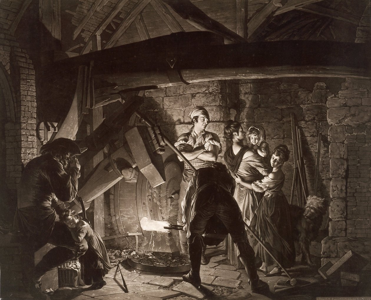 Uma Forja de Ferro, depois de Joseph Wright of Derby de Richard Earlom