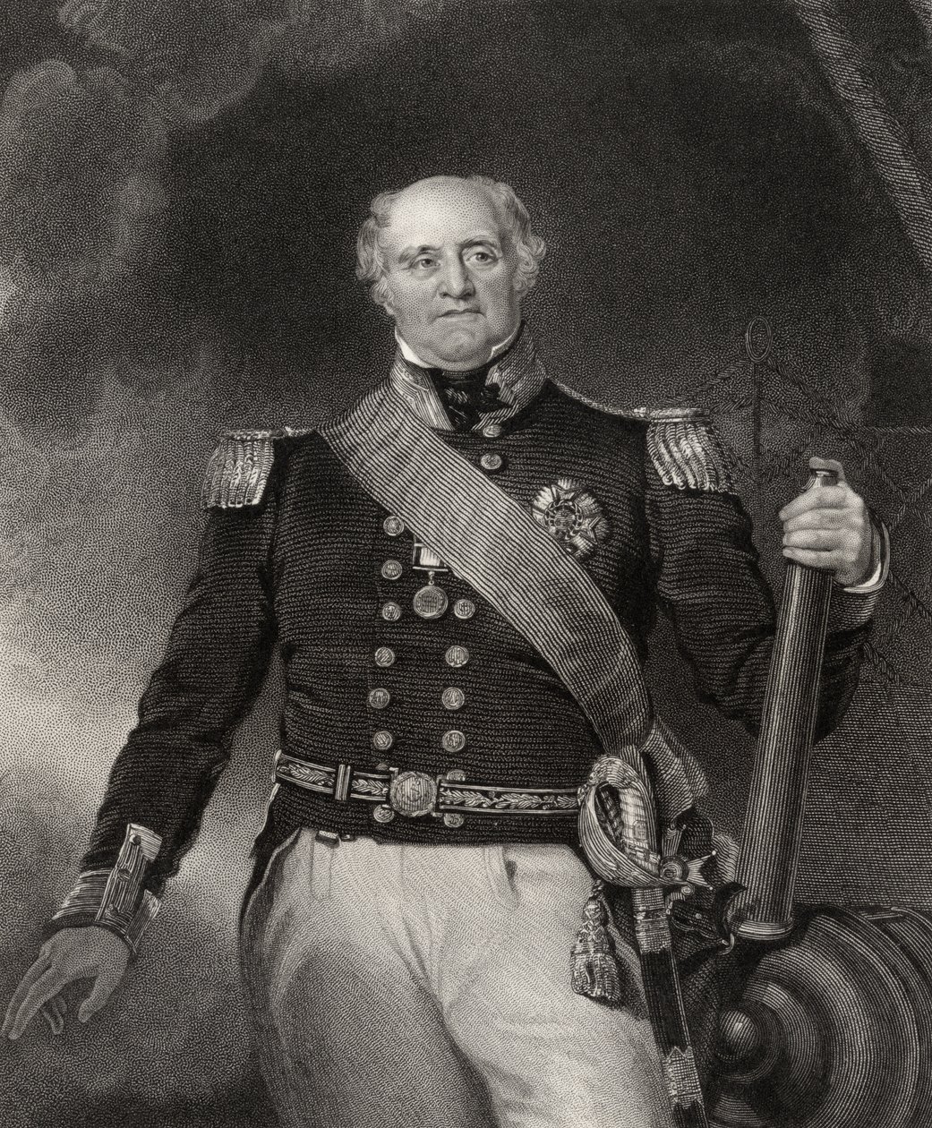 Sir Thomas Masterman Hardy, gravado por H. Robinson, da National Portrait Gallery, volume V, publicado em 1835 de Richard Evans