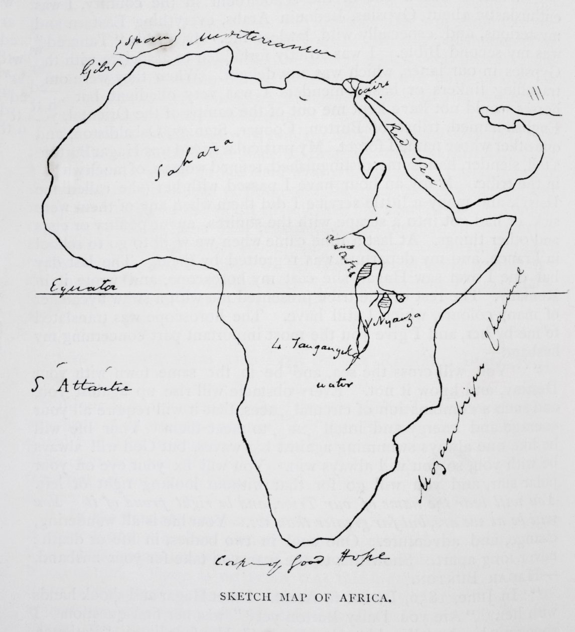 Esboçar mapa da África, de &39;A vida do Capitão Sir Richard Burton, Volume II&39; por Isabel Burton (1831-96) publicado em 1893 de Richard Francis Burton