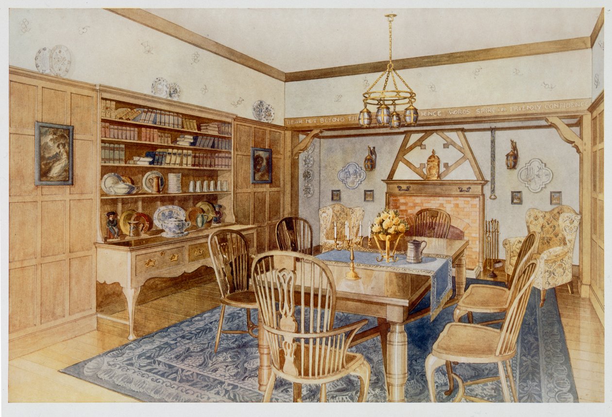 Sala de jantar com painéis de carvalho de Richard Goulburn Lovell