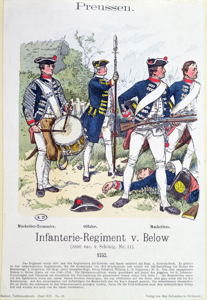 Soldados do Regimento de Infantaria Prussiano von Below em 1757, c.1890 de Richard Knoetel