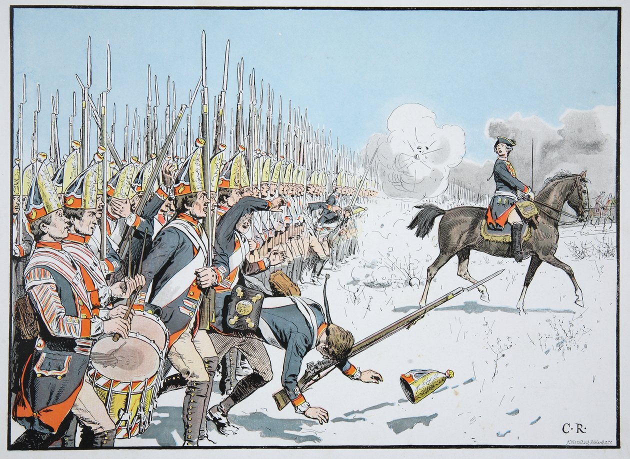A parada da guarda de Potsdam em Leuthen, 5 de dezembro de 1757 de Richard Knoetel