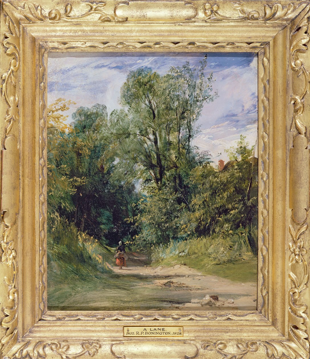 A Wooded Lane, c.1825 (óleo no moinho) de Richard Parkes Bonington