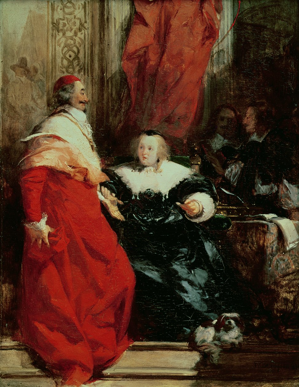 Anne da Áustria (1601-66) com o cardeal Mazarin (1602-61) (óleo) de Richard Parkes Bonington
