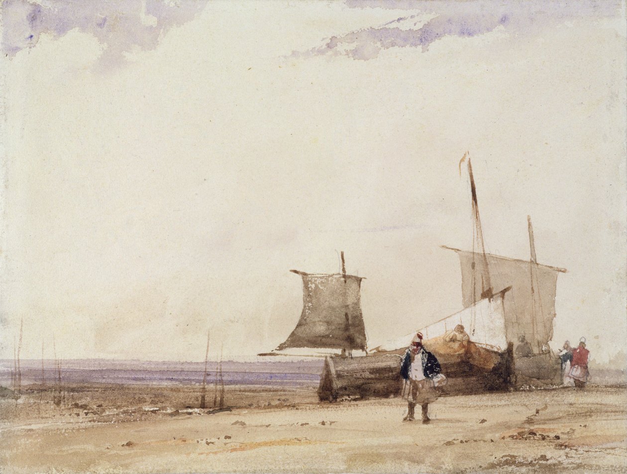 Cena de praia (wc em papel wove) de Richard Parkes Bonington