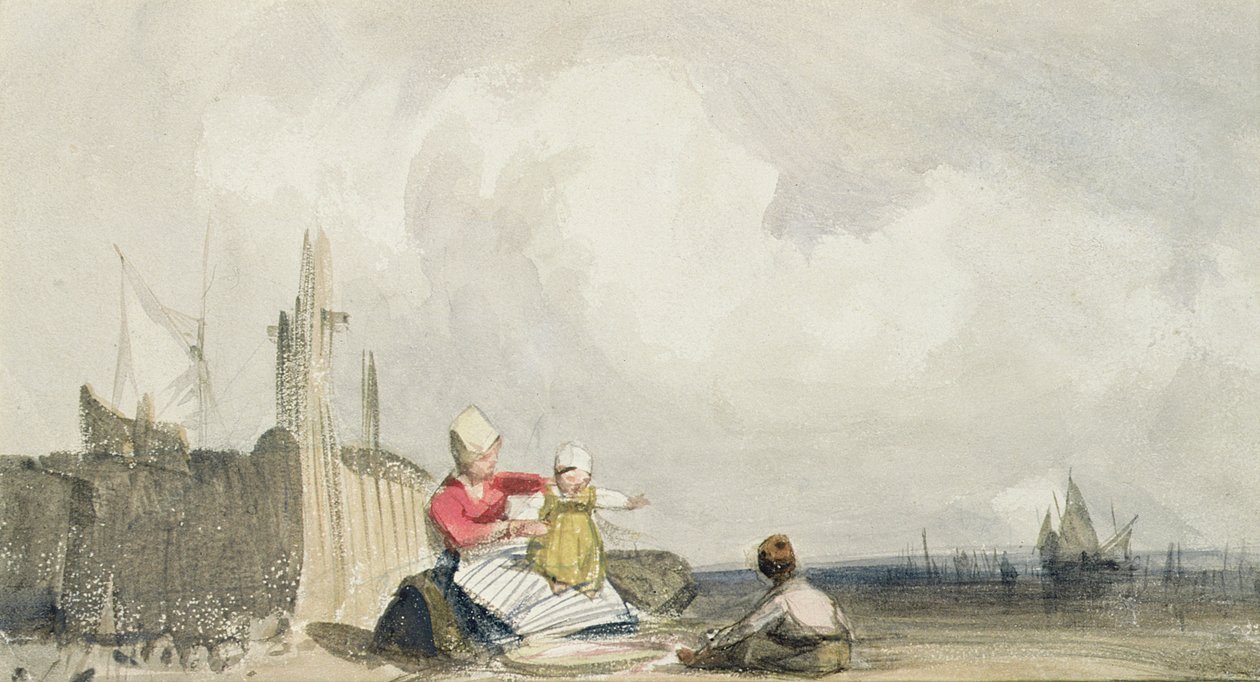 Pescadores na praia de Richard Parkes Bonington