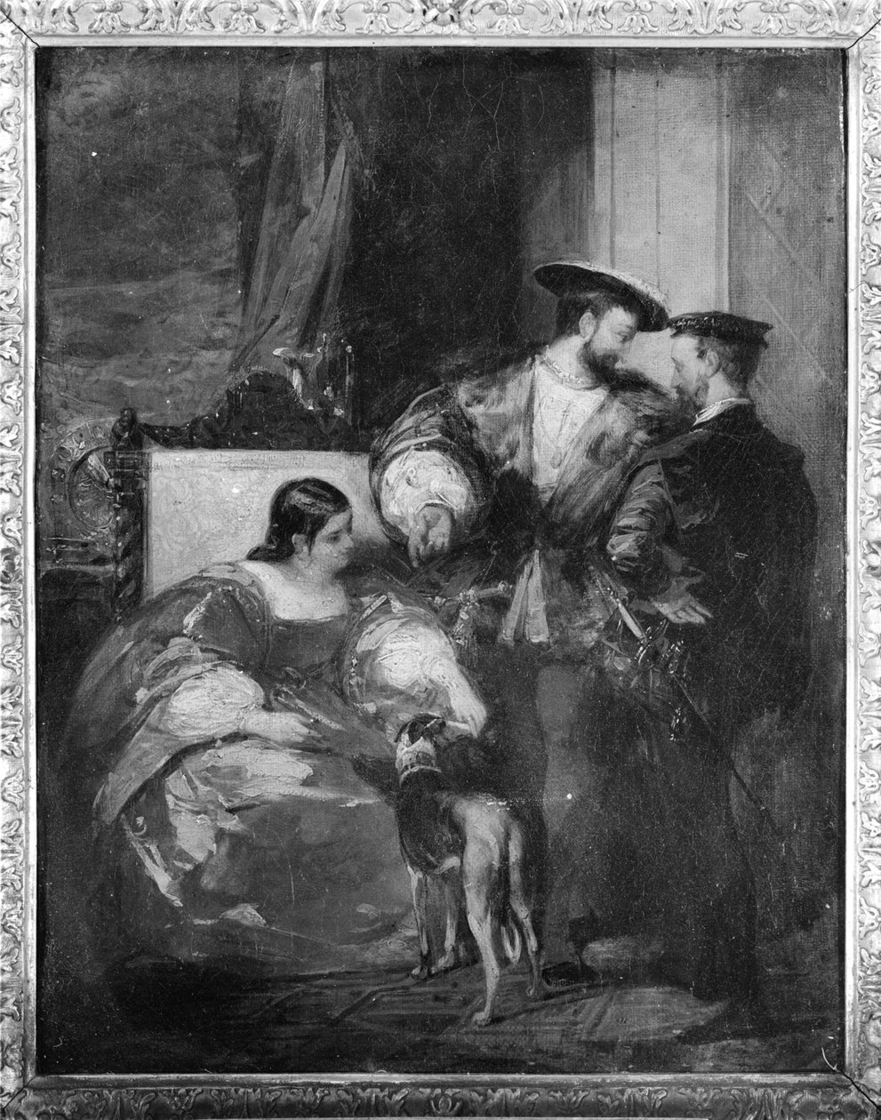 François I (1494-1547) e Anne de Pisseleu (1508-80) Duquesa de Etampes, século XIX de Richard Parkes Bonington