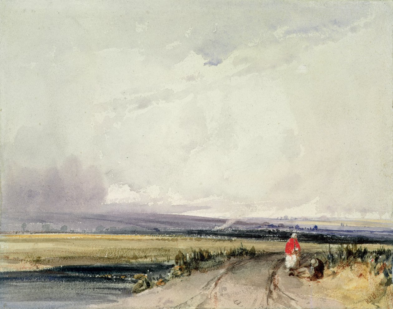 Paisagem na Normandia, tradicionalmente conhecida como &39;Burnham em Norfolk&39; de Richard Parkes Bonington