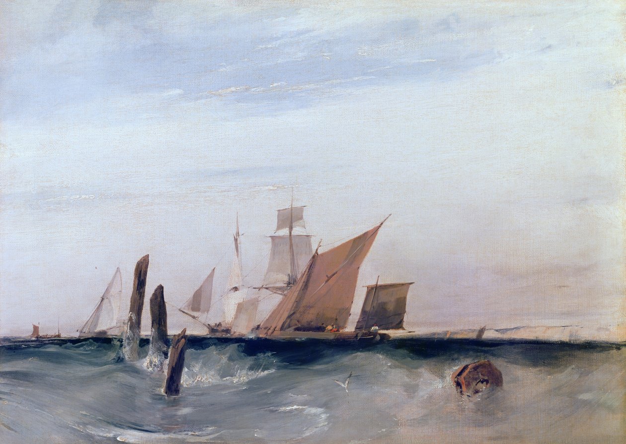 Fora da costa francesa, c.1820 (wc no papel) de Richard Parkes Bonington