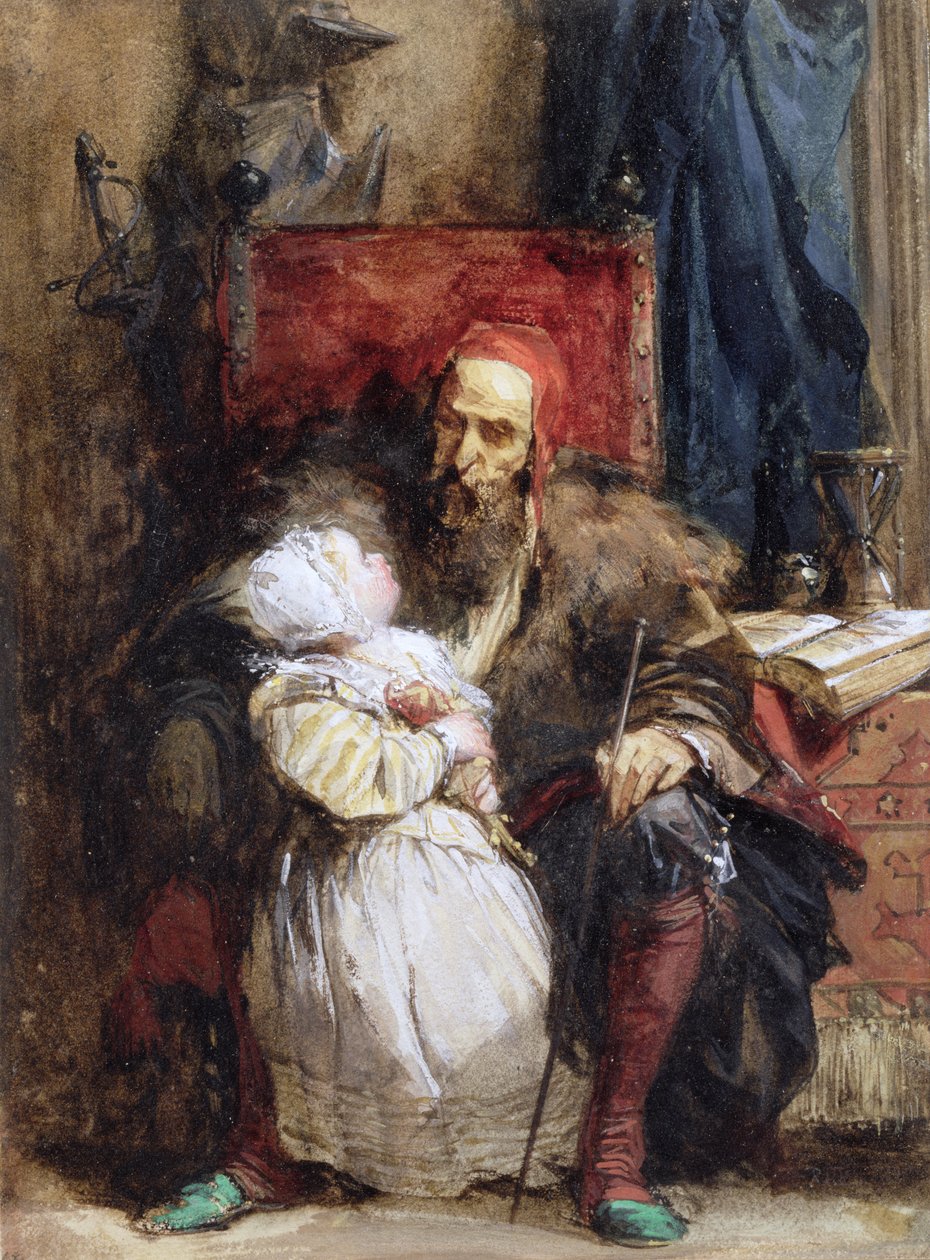 Velho e criança, c.1827 (wc no papel) de Richard Parkes Bonington