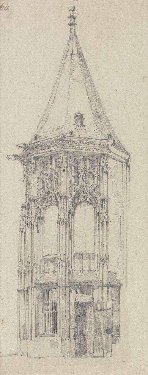 Palácio da Justiça, Rouen (grafite sobre papel) de Richard Parkes Bonington
