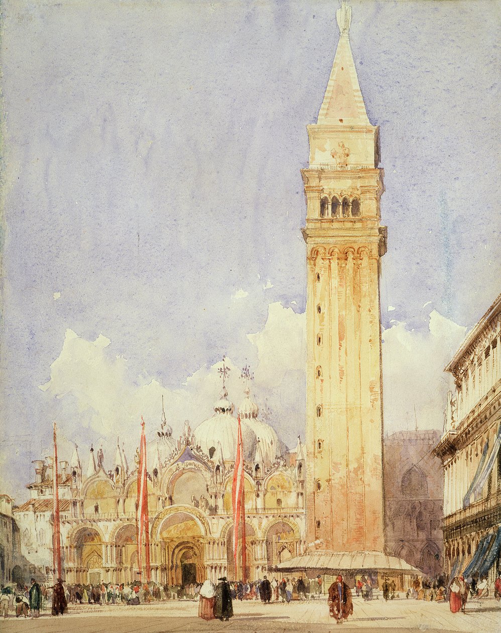 Piazza San Marco, Veneza, c.1826 (grafite e banheiro no papel) de Richard Parkes Bonington