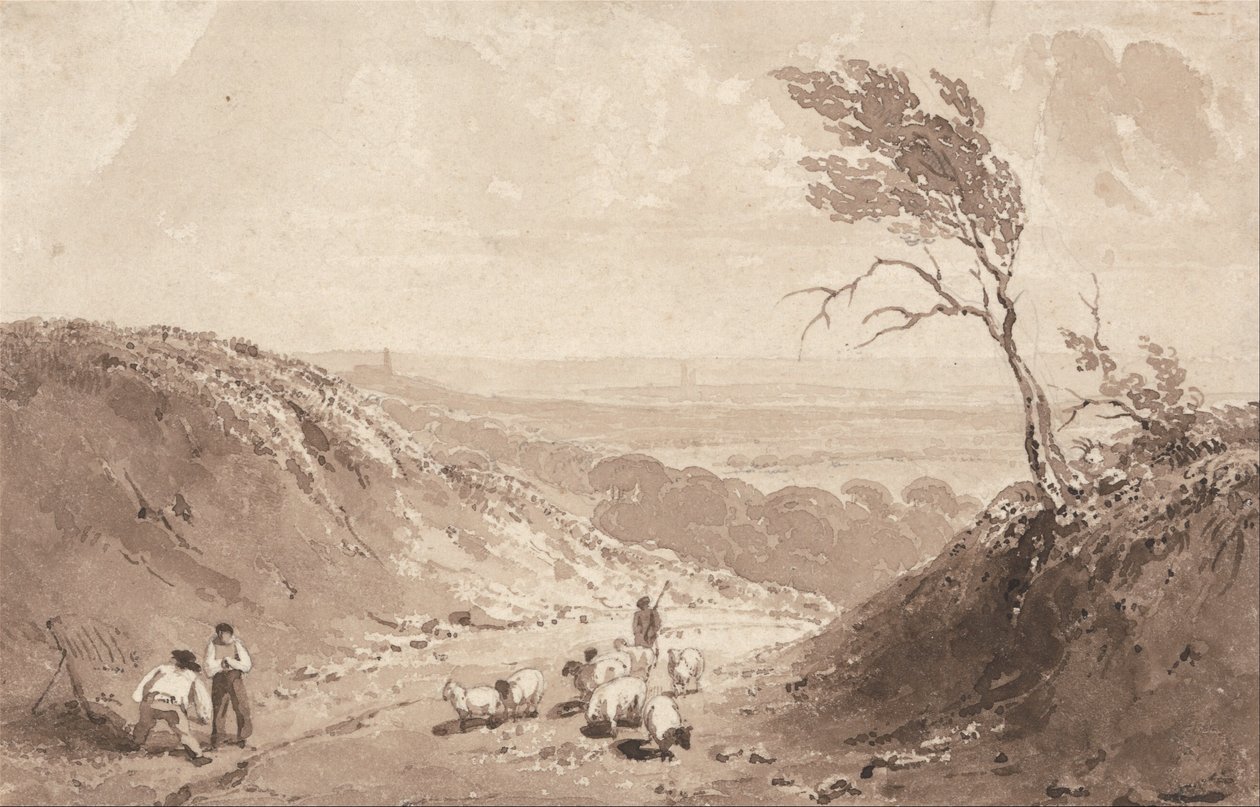 Trabalhadores da estrada, perto de Lillebonne de Richard Parkes Bonington