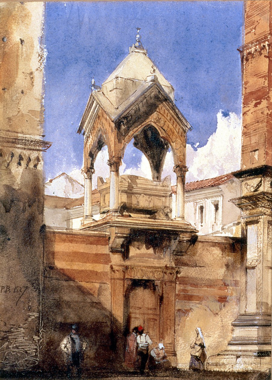 O túmulo de Castelbarco, Verona, 1827 de Richard Parkes Bonington