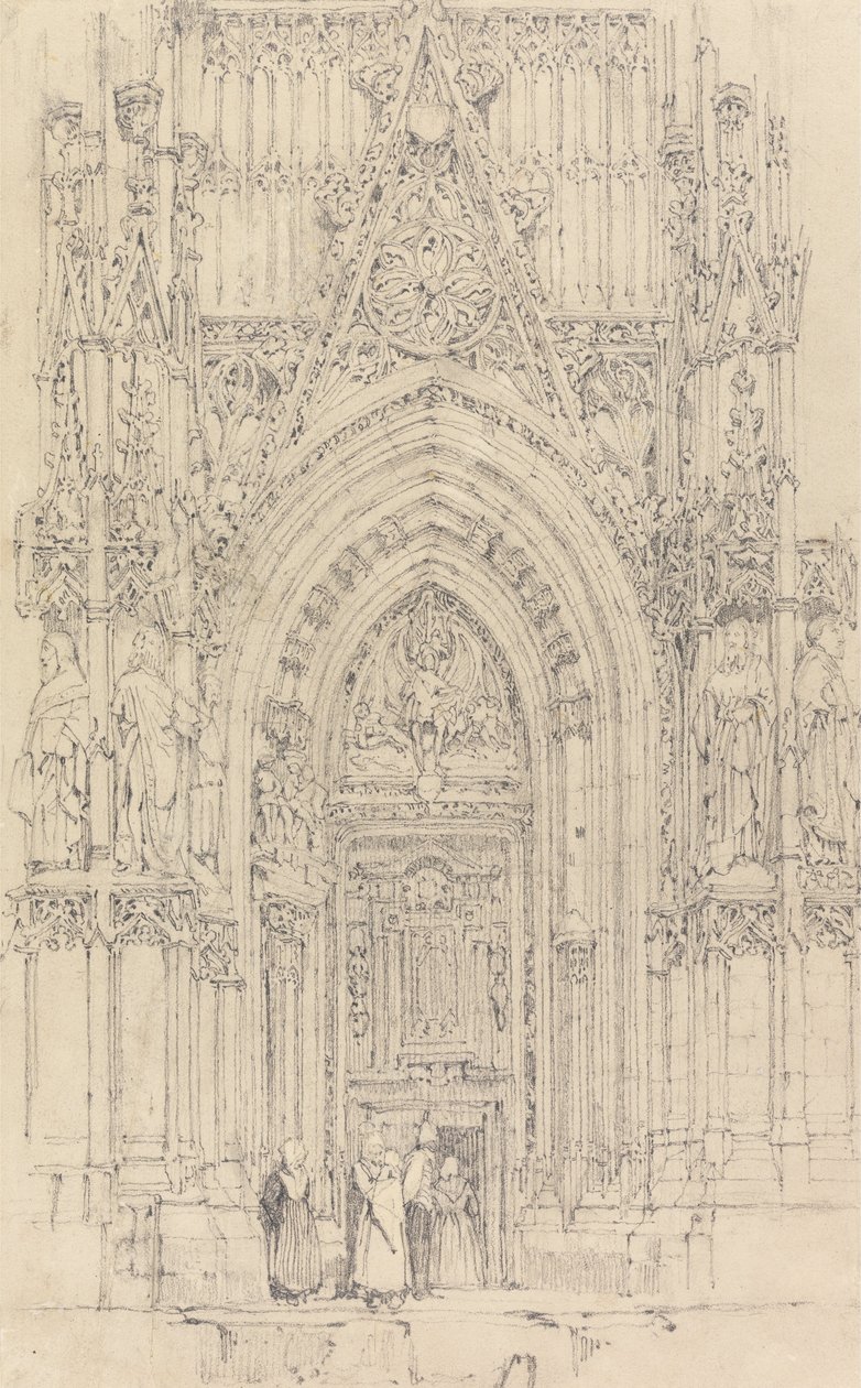 A Igreja de St. Wulfran, Abbeville- A Porta Norte da Frente Ocidental de Richard Parkes Bonington