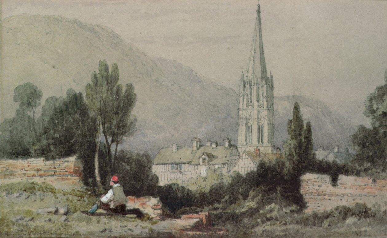 Vista, de, lillebonne, de, a, anfiteatro romano de Richard Parkes Bonington