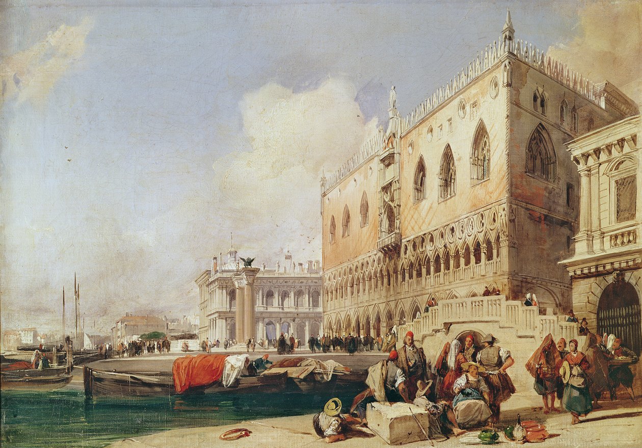 Vista de Veneza. A Riva degli Schiavoni e o Palácio dos Doges de Richard Parkes Bonington