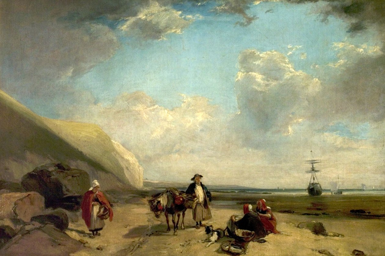 Pescadores na costa da Normandia, 1824 de Richard Parkes Bonington