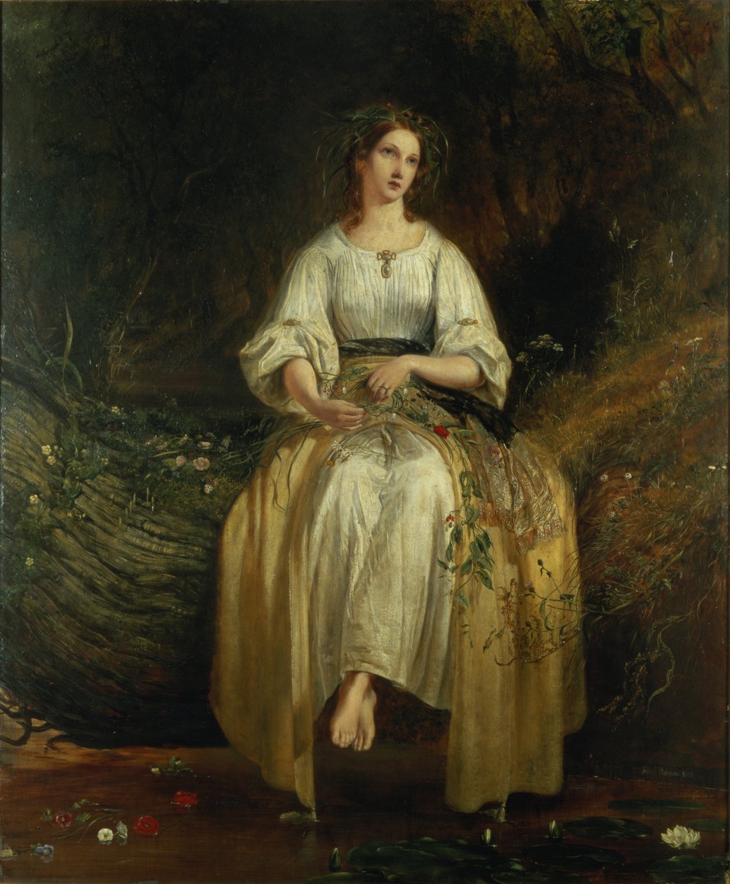 Ofélia tecendo suas guirlandas, 1842 de Richard Redgrave