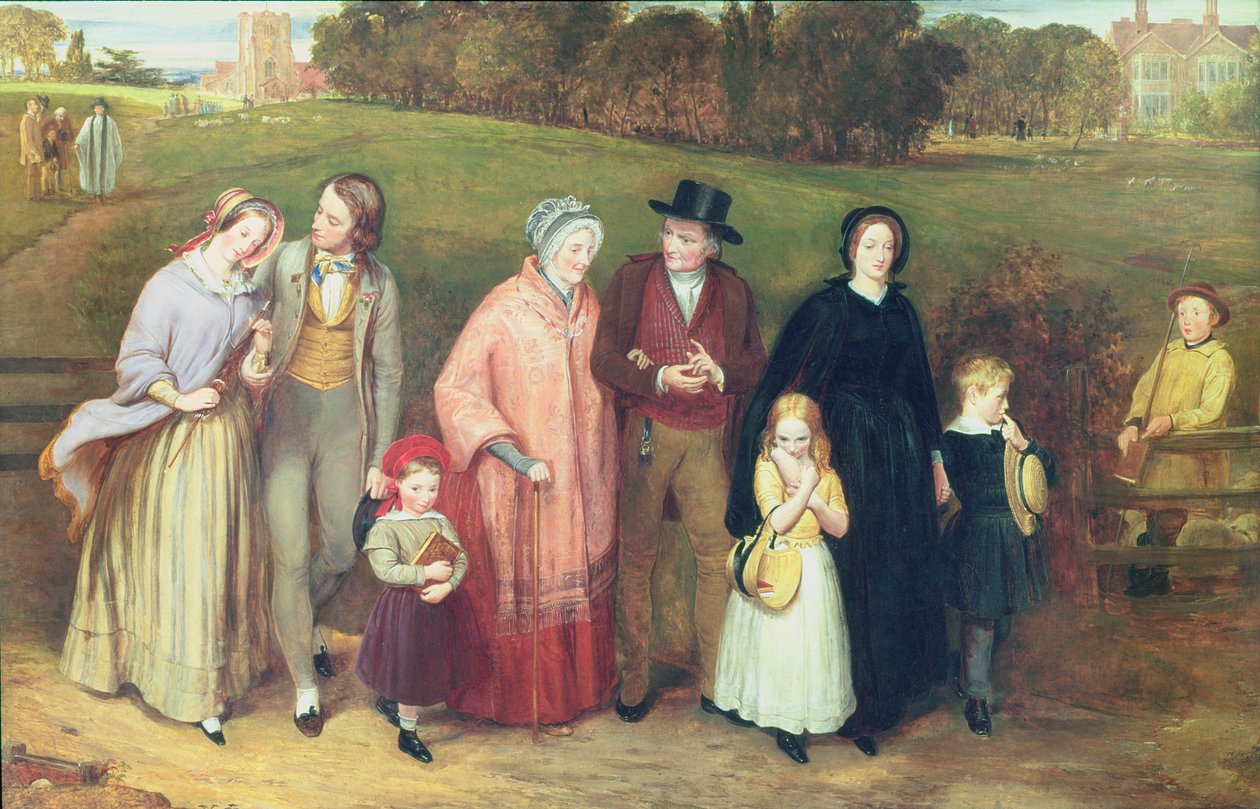 Domingo de manhã - a caminhada da igreja, 1846 de Richard Redgrave