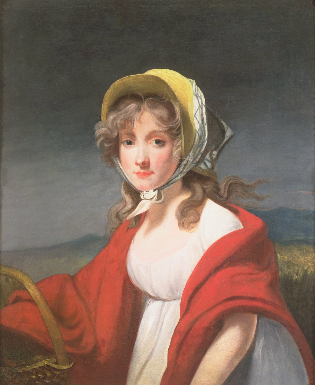 Retrato, de, um, menina, desgastar, um, xale vermelho de Richard Westall