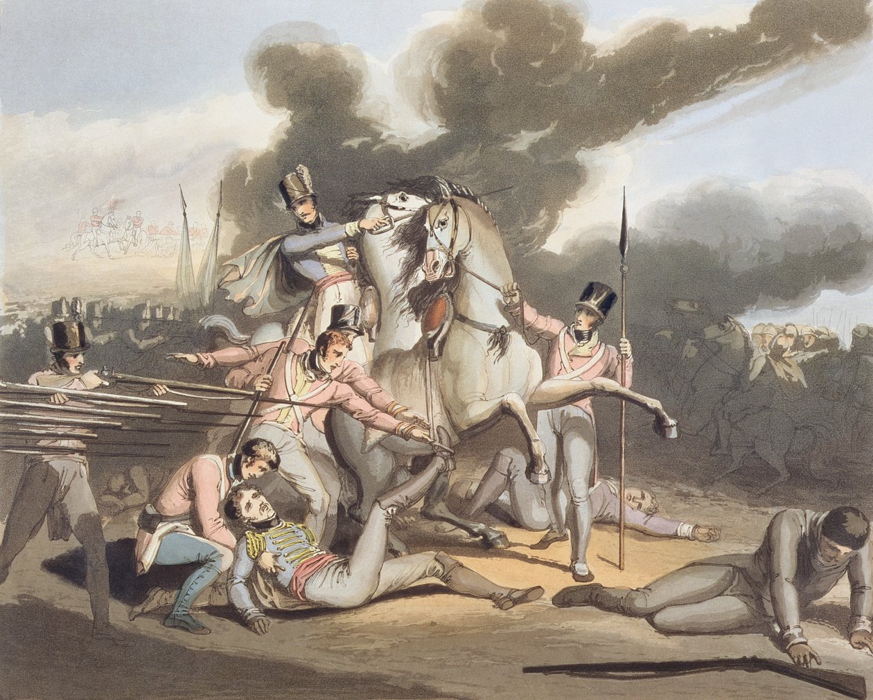 Talavera, 28 de julho de 1809, de "As vitórias do duque de Wellington", gravado por T. Fielding, pub. 1819 de Richard Westall