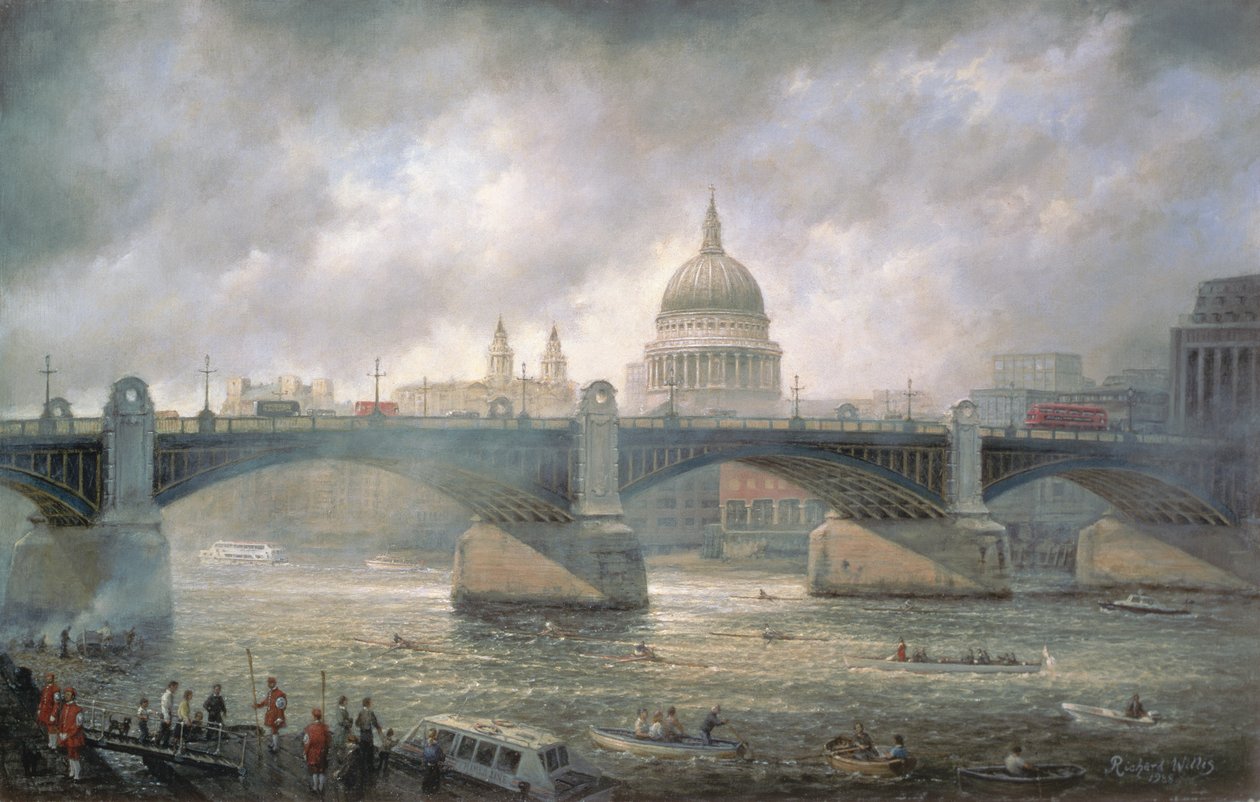 Catedral de St. Paul do Southwark Bank, Doggett Coat e Badge Race in Progress de Richard Willis