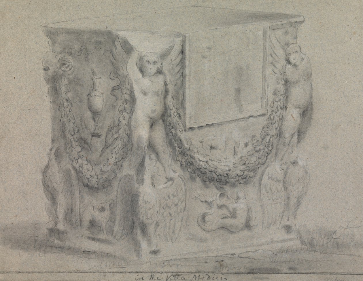 Plinto esculpido na Villa Medici de Richard Wilson
