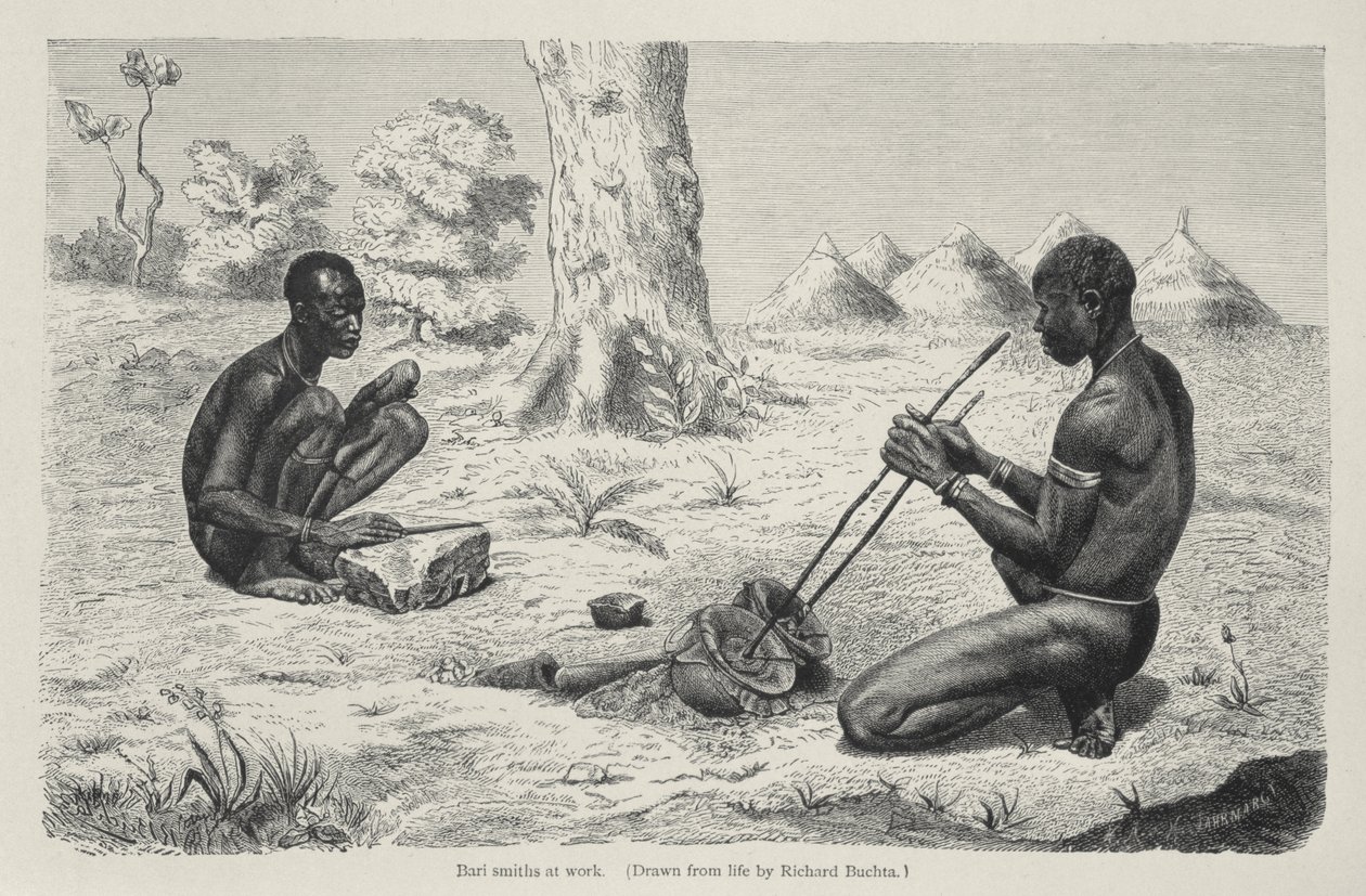 Baro Smiths no trabalho, da história da humanidade pelo professor Friedrich Ratzel, bar. em 1904 de Richard Buchta