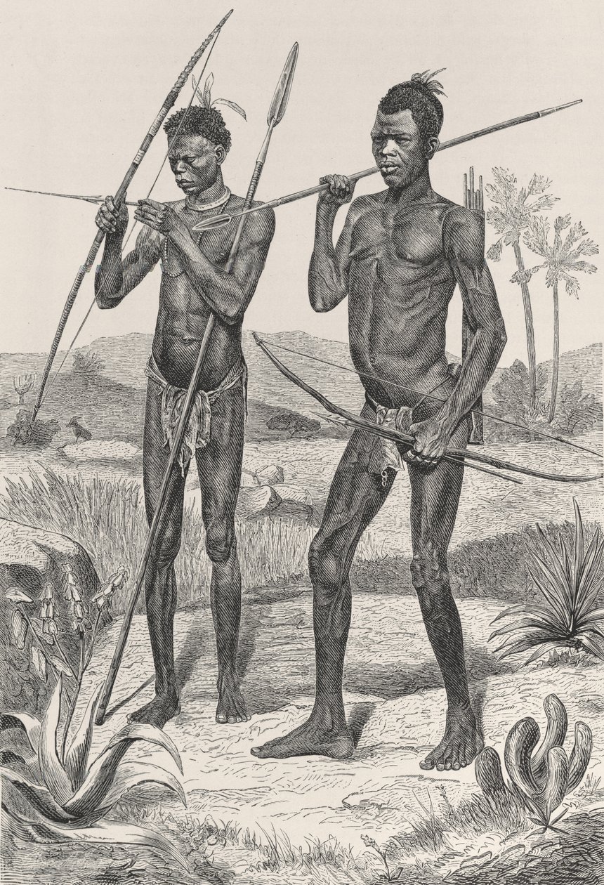 Guerreiros Makaraka, de A História da Humanidade, Vol.III, pelo Prof. Friedrich Ratzel, 1898 de Richard Buchta